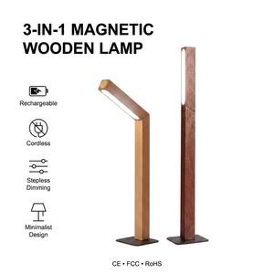 Lampe de bureau LED magnétique rechargeable en bois, pliable et flexible, avec variateur d'intensité continu pour la maison, le bureau et la chambre - Product Image 2
