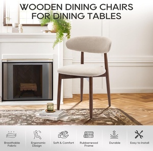 <span class=keywords><strong>Chaise</strong></span> de salle à manger de ferme moderne chaises d'appoint de cuisine rembourrées en tissu beige chevilles en pin meubles de maison - Product Image 4