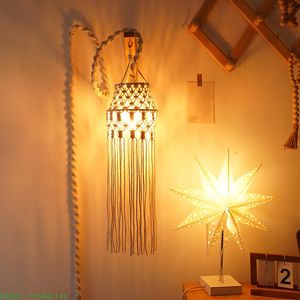 Handwoven 100% Cotton Breathable Solids Macrame Hanging <b>Light</b> <b>Cover</b> Bohemian Decoration Chandelier Shades for Accessories - Product Image 5