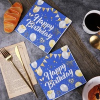 Serviettes série fête d'anniversaire serviettes de cocktail en pâte de bois pure couleur imprimée style 2 plis avec sac style pour le dîner