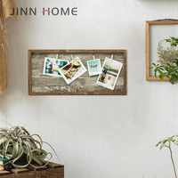Penjepit Dinding Kayu Coklat Rustic Jinnhome, Tempat Tali Rami, Bingkai Foto Kolase Lanskap Cetak Sablon Sutra