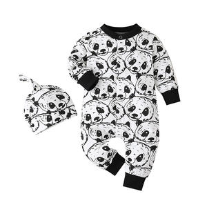 Ropa Unisex para Bebés al por Mayor, Conjuntos de Pijamas Estilo Panda de Dibujos Animados Chinos con Asiento Desplegable - Product Image 1