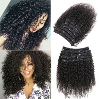 ISWEET Extensions de cheveux humains Remy 100% naturels, bouclés crépus brésiliens 3c 3b, super double drawn, à clipser, sans perte, 10-30 pouces
