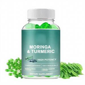 Complément alimentaire pour la santé immunitaire à base d'extrait de feuilles de Moringa biologique en gélules molles, marque privée ASAP, Moringa et curcuma en gélules molles - Product Image 1