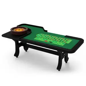 YH fabrika toptan yüksek kalite 22 inç rulet tekerleği Poker masası ile katı ahşap H bacaklar