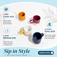 Mug Kopi Keramik Berlapis Dua Warna 350ml dengan Logo Kustom untuk Hadiah Pernikahan
