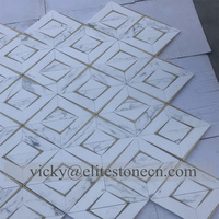 Mosaïque géométrique en marbre blanc de luxe, pierre naturelle, carrelage mural et de sol, design moderne, parquet pour salle de bain
