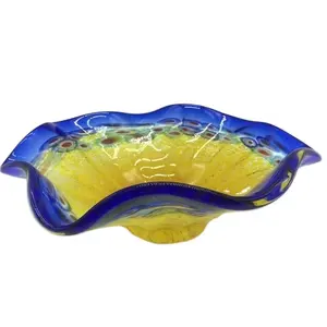 Home Decor Plate Shape Glass Art Crafts with Multi Color
