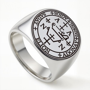 Anillo de Sello Personalizado de los Siete Arcángeles, Anillo de Acero Inoxidable Grabado a Medida, Talismán Oculto para Hombre - Product Image 3