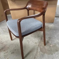 Chaise de salle à manger en lin de style nordique, chaise de salle à manger en bois massif de frêne blanc avec accoudoirs