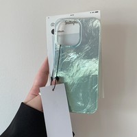 Casing Laser pelindung iPhone, sarung HP kulit mewah untuk iPhone 14 15 16 Pro Max 12 14 13 Pro pelindung tahan guncangan keras
