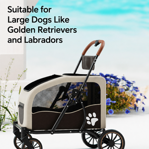 Large <strong>Dog</strong> <strong>Stroller</strong> 55KG Heavy Duty Pet <strong>Stroller</strong> One-Click Folding Linen Fabric Detachable Carrier EVA Wheels OEM ODM - Product Image 2