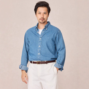 Camicia da uomo RL Ralph in denim di cotone lavabile, a maniche lunghe, con colletto button-down, per il commuting, nuova collezione Primavera 2025, per un look a strati senza sforzo - Product Image 1
