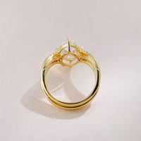 Ensemble de deux bagues vintage en diamant de laboratoire taille marquise, plaqué or jaune 18 carats, pour mariée, fiançailles, mariage, pour femme, haute joaillerie