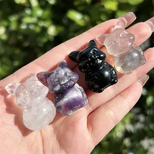 Wholesale Natural Crystal Crafts Small Size Dream Amethyst Polishing Animal Healing Mixed Mini Cute Pig For Gift Ornament