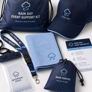 Kit de Soporte para Días de Lluvia Personalizado OEM ODM, Paquete para Eventos al Aire Libre con Poncho y Bolsa - Product Image 3