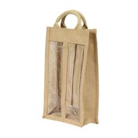 Pochette cadeau écologique naturelle promotionnelle avec fenêtre transparente, sac à vin en jute, sac fourre-tout en lin avec porte-bouteille de vin