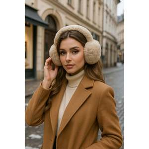 Écouteurs pliables en peluche beige importés KLK01 - klk01-Beige - Product Image 3