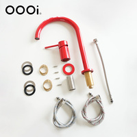 Prix de gros Accueil Cuisine Salle de bain Bassin Robinet Ensemble Laiton Cuisine Évier Robinet Rouge
