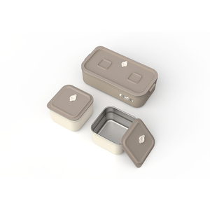 Fiambrera Bento de plástico con calefacción para microondas de 3 compartimentos de doble capa para niños con cajas de ensalada de frutas - Product Image 5