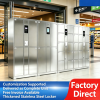 Casier de rangement intelligent en acier inoxydable avec reconnaissance faciale, armoire électronique assemblée résistante à la rouille pour employés de supermarché/centre commercial