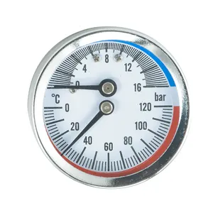 Thermomètre de pression à double aiguille Y 63 dos 16 bar pour système de chauffage par le sol