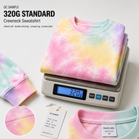 HuaYi GOTS&OEKO-TEX Livraison Rapide Sweat-shirt Col Rond en Coton Biologique Tricoté 320GSM Teinture Tie-Dye Arc-en-Ciel Pastel OEM ODM Printemps Automne
