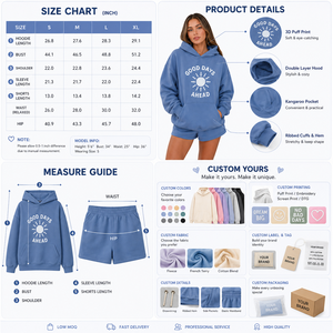 Ensemble de sweat-shirts pour femmes, 2 pièces, pull oversize et shorts, coton, polyester, molleton, vêtements décontractés, certifié OEKO TEX - Product Image 2