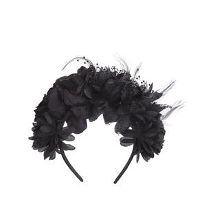 Diadema mexicana con corona de flores rosas para <span class=keywords><strong>mujer</strong></span>, tocado de Halloween PARA EL Día de los muertos, <span class=keywords><strong>disfraz</strong></span> de Aro para el pelo, corona de flores rosas - Product Image 2
