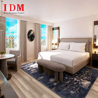 Ensemble de meubles de chambre à coucher de luxe 5 étoiles IDM personnalisé pour villa et hôtel, pour appartement, en bois massif écologique, lit moderne, package FF&E
