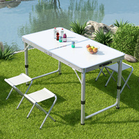 Mesa Plegable para Acampar, Tipo Maletín, para 4-6 Personas, Portátil, Ligera, Ajustable en Altura