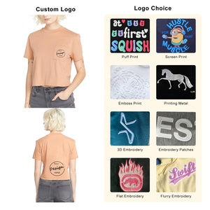 เสื้อครอปสำหรับผู้หญิงเสื้อครอปแบบมีกระเป๋าระบายอากาศได้ใส่สบายปรับแต่งโลโก้ได้อย่างยั่งยืน - Product Image 3