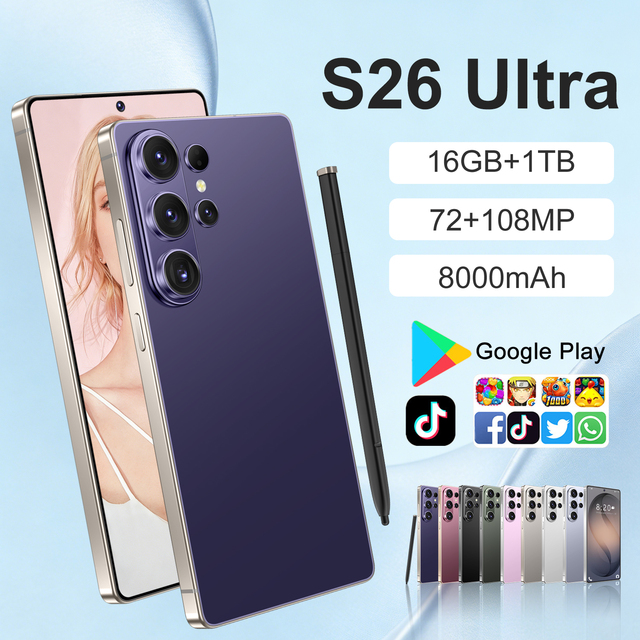 Hot Sale S26 Ultra Smartphone 2026 5G 16GB 1TB 7.3 Inch 108MP 10 Core Global Version