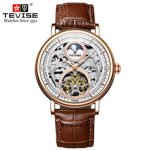 Montre mécanique automatique de luxe en cuir, étanche, avec phases de lune, personnalisée, de haute qualité, pour hommes - Product Image 3