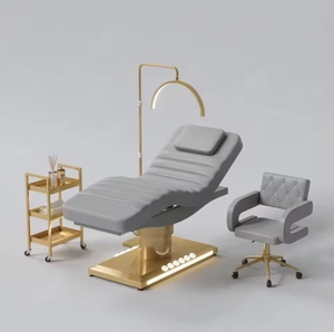 Lit de massage électrique à 4 moteurs noir et rose de luxe pour salon de beauté, réglable pour le visage, les extensions de cils - Product Image 4