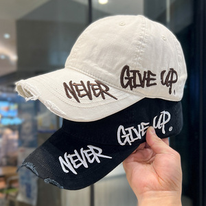 Gorra de béisbol de mezclilla lavada con visera ancha para <span class=keywords><strong>mujer</strong></span>, nueva moda, gorra snapback lavada con personalidad para otoño y primavera - Product Image 1