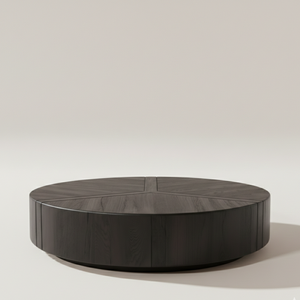 Mesa de Centro Moderna Redonda de Madera de Teca Sólida Hecha a Mano, Duradera, de Perfil Bajo, Minimalista, de Lujo, para Sala de Estar, Mueble de Diseño para Interiores - Product Image 4