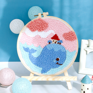 Kit DIY de broderie et estampage pour enfants, tissu pour broderie au point de croix avec aiguille à poinçonner et peinture sur laine - Product Image 5