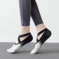 Chaussettes de yoga fines, dégradées, professionnelles, antidérapantes, à orteils séparés, entièrement couvrantes, basses, pour Pilates, d'été, athlétiques, à cinq doigts