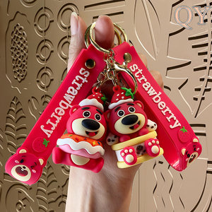 QY ours porte-clés mignon PVC dessin animé ours pendentif porte-clés sac breloque voiture accessoire cadeau pour - Product Image 3