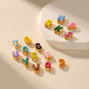 <span class=keywords><strong>Collana</strong></span> Classica in Rame Placcato Oro 18K con Ciondolo a Lettera Smaltata, Catena Sportiva Fai-da-Te, <span class=keywords><strong>Collana</strong></span> Personalizzabile - Product Image 5