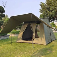 Tente de glamping familiale de luxe avec barre à ressort de haute qualité tente en toile