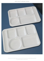 Plateau carré blanc A5 pour restauration rapide, assiette repas compartimentée pour cantine étudiante, ensemble de bols à quatre/six compartiments, vente en gros