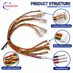 Maßgefertigte RJ45-Kabelkonfektion UL1061-Draht Mehrpoliger Steckverbinder Verdrillter Kabelbaum für <span class=keywords><strong>Computer</strong></span>/Motorrad Elektronische Geräte - Product Image 3
