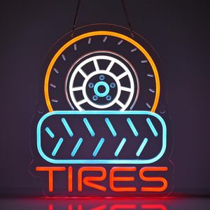 Tires Letreros Neon LED indoor hanging ambient light shop <b>sign</b> wall decoration light entrance indicator light luminous <b>sign</b> - Product Image 1