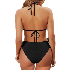 Traje de Baño de Dos Piezas Personalizado para Mujer, Bikini con Estampado Bajo Demanda, Top con Tiras y Braguitas, Color Negro Encantador, Ideal para Vacaciones <span class=keywords><strong>en</strong></span> <span class=keywords><strong>la</strong></span> <span class=keywords><strong>Playa</strong></span> - Product Image 5