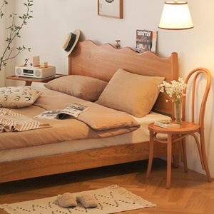 Solid Wood <b>Bed</b> Cherry Wood 1.8m <b>Double</b> Storage Nordic Style Low <b>Box</b> <b>Bed</b> - Product Image 2