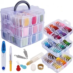 Sewing Accessory Embroidery Floss Set 150 Colors Cross Stitch Friendship Bracelets Thread with Floss Bins Christmas G