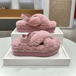 Chaussons UGGs à plateforme en fourrure pour femme, avec lanières croisées, design à bride arrière en polaire Teddy, semelle épaisse et chaude, pour intérieur et extérieur, hiver, en peluche - Product Image 3