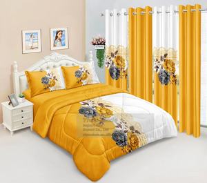 8 Pcs Floral Printed Comforter and Curtain Set for <b>King</b> <b>Size</b> Bed Bedding Set 8 Pcs Duvet Set with Fitted <b>Sheet</b> for Home - Product Image 5